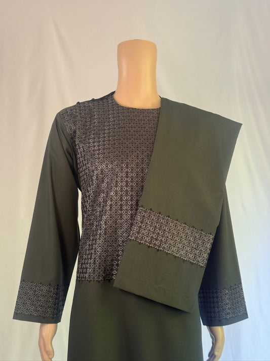 Dark Green Stitched Set - Men's Traditional Afghan Clothes