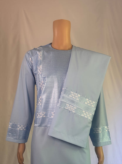 Light Blue Stitched Set - Men's Traditional Afghan Clothes