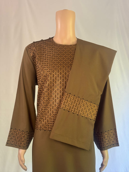 Brown Stitched Set - Men's Traditional Afghan Outfit