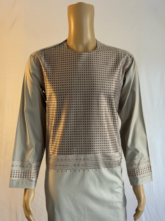Gray Stitched Ghara - Men's Traditional Afghan Clothes